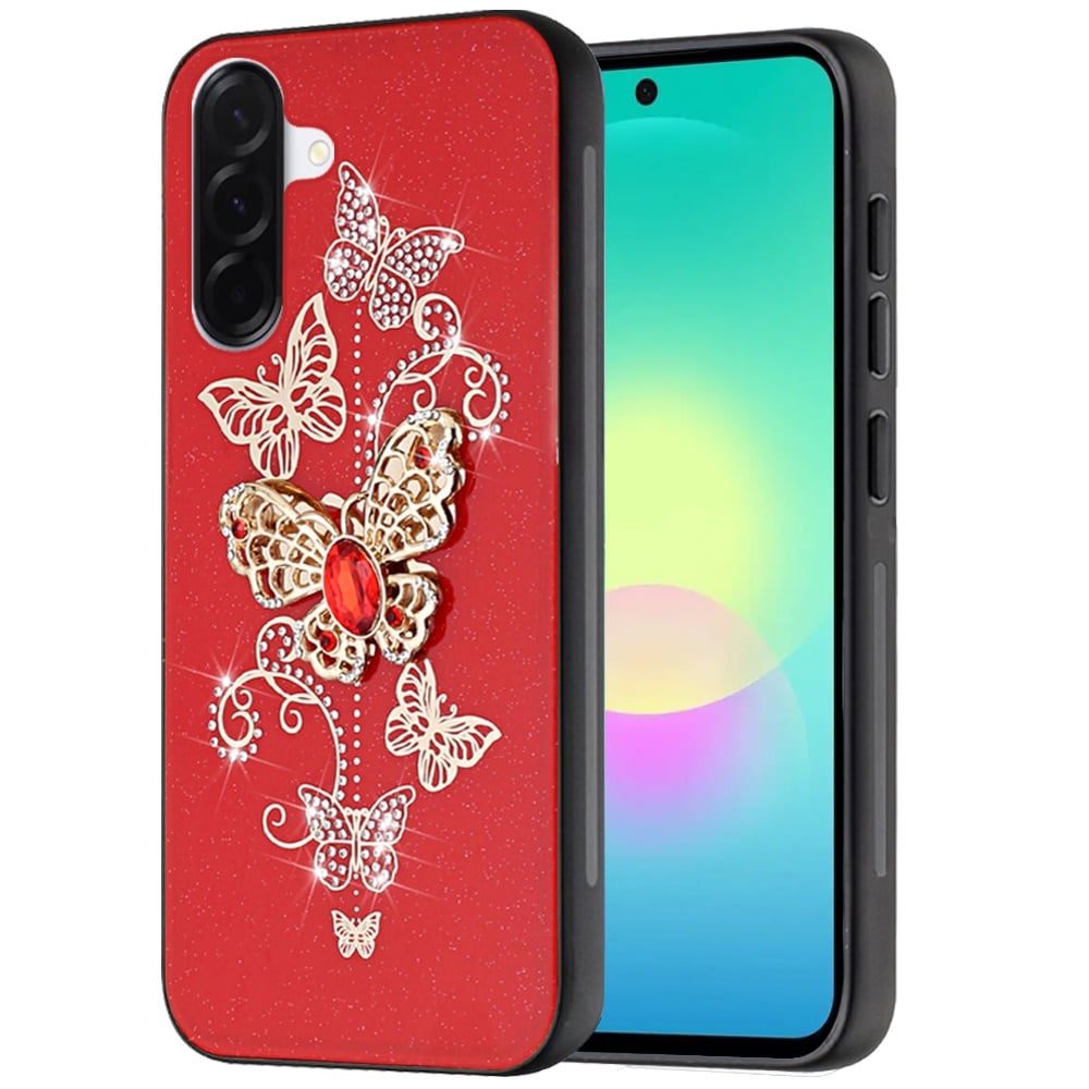 Phone Case for Samsung Galaxy A27 5G Diamond 3D Fashion Floral Glitter Engraved Luxury Bling Hybrid Shockproof Chrome Edge Protective Grip Cover