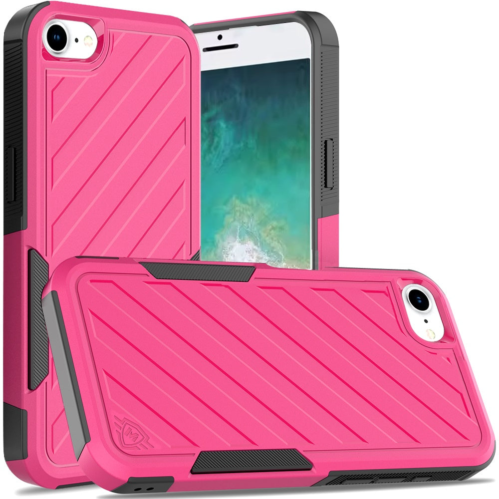 For Apple iPhone 17E /16E Hybrid lined shockproof dual layer Rugged 2in1 Hard PC & Silicone TPU Non Slip Textured Tough Armor Case Cover Hot Pink