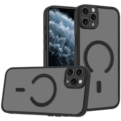 Phone Case for iPhone 11 Pro Max Matte Frosted Magnetic Back Hybrid Hard PC Soft TPU Camera Protection Slim Shock Absorbing Anti Fingerprint Cover Black