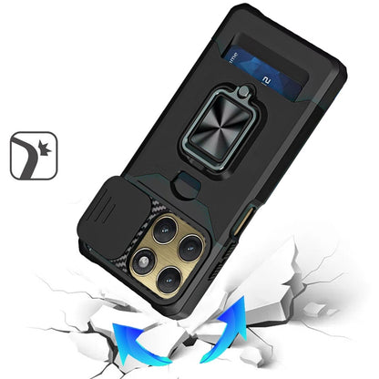 Phone Case for Motorola Edge 2026 Card Holder Magnetic Ring Stand Shockproof Anti Slip Wallet Grip Protective Hybrid Design Cover