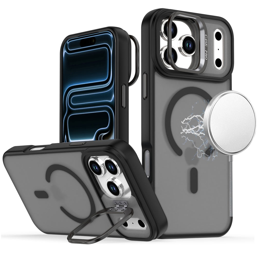 For Apple iPhone 17 Pro (6.3") MagSafe Compatible Matte Metallic Stand TPU Hybrid Drop Protection Camera Kickstand Case Cover Cosmic Orange