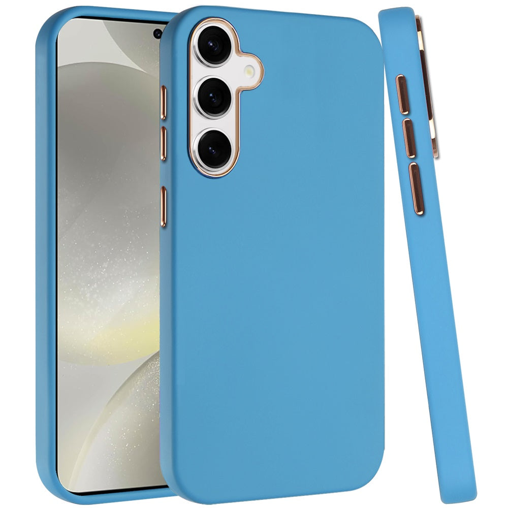For Samsung Galaxy S25 Ultra Slim Classic Hybrid Around Rubber Gummy Gel Slick Hard PC Silicone TPU Chromed Button Case Cover