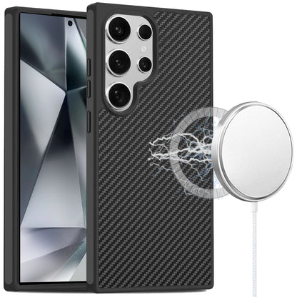 For Apple iPhone 14 Pro Max Carbon Fiber Design with Magnetic HQ 2.0mm Thick Hybrid Shockproof Rubber Hard PC Case Cover Black