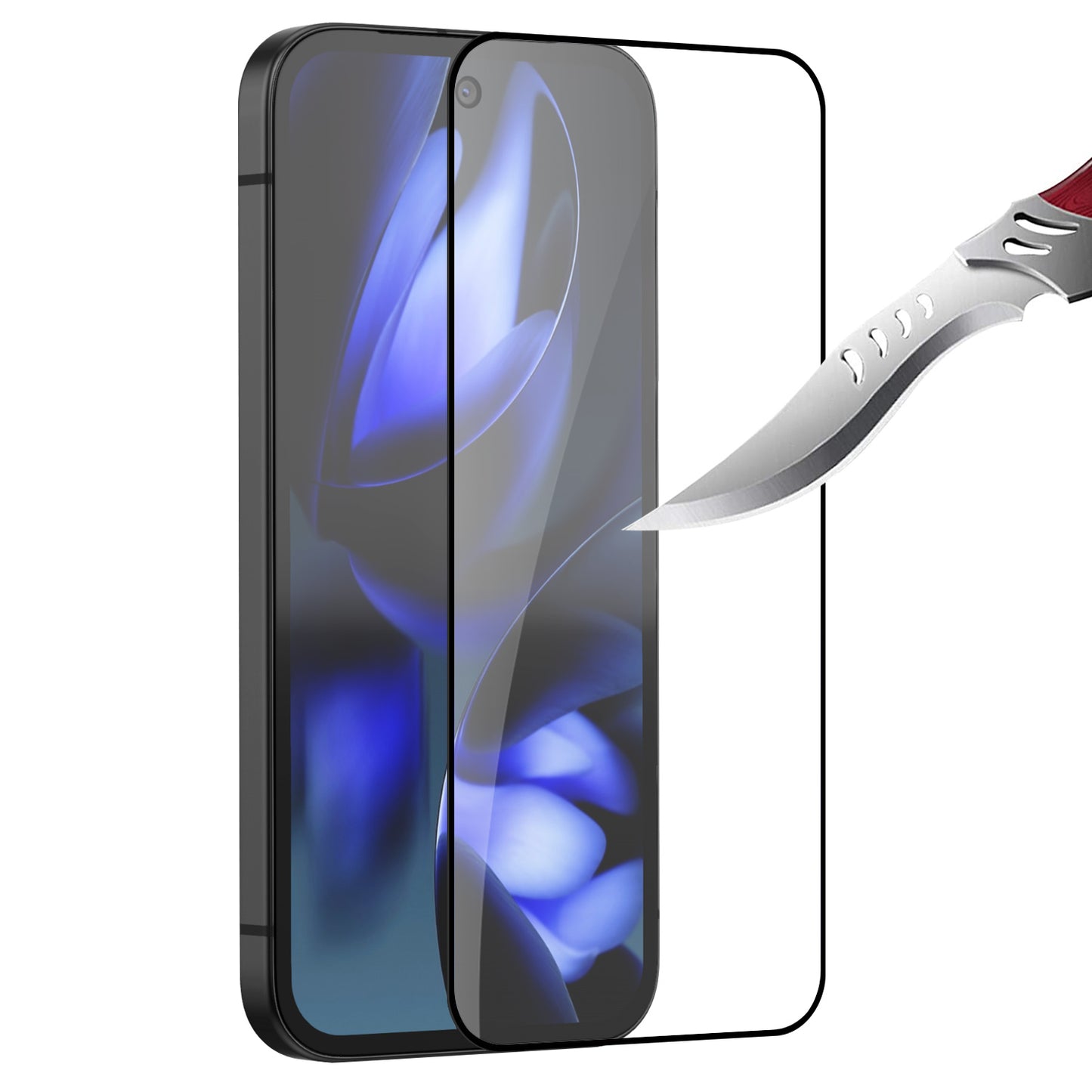For Google Pixel 9A Tempered Glass Screen Protector [Full Coverage] Curved Black Edged 9H Hardness Glass Screen Protector Case Cover Clear Black