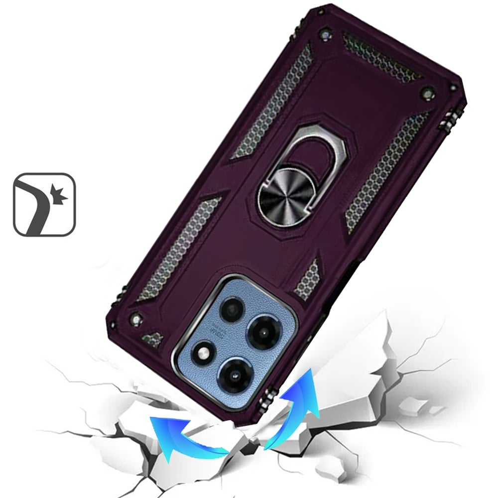 Phone Case for Motorola Moto G 5G 2026/ 2025 Rotatable Ring Stand Shockproof Hybrid Armor Anti Slip Heavy Duty Fit Magnetic Car Mount Durable Grip Cover Purple