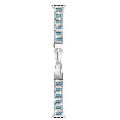 Watch Band for Apple Watch 38/40/41mm, Series 1-8 & SE Zinc Alloy Link Bracelet Rhinestone Jewel Diamond Bling Adjustable Secure Clasp Metal Replacement Silver