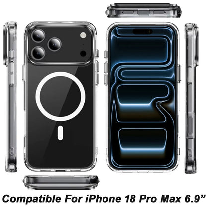 Phone Case for Apple iPhone 18 Pro Max Thick Clear Hybrid Magnetic Circle Shock Absorbing Reinforced Corners TPU Heavy Duty Transparent Frame Bumper Cover Clear