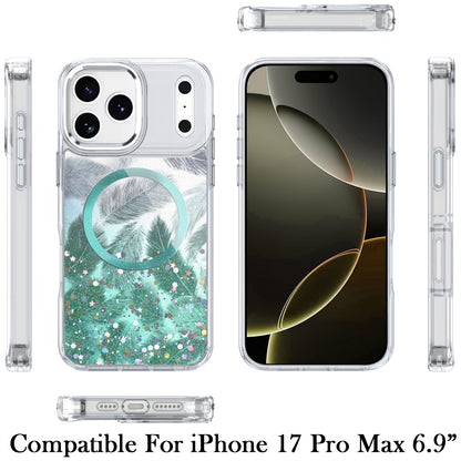 For Apple iPhone 17 Pro Max Epoxy Glitter Shimmer Fashion Case with Magnetic Magsafe Compatible Hybrid Sparkling Slim Protective Case Cover
