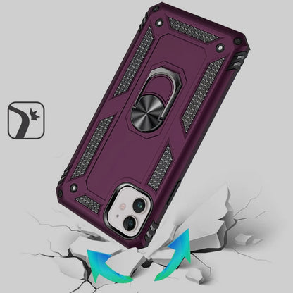 Phone Case for Apple iPhone 12 /12 Pro Rotatable Ring Stand Shockproof Hybrid Armor Anti Slip Heavy Duty Fit Magnetic Car Mount Durable Grip Cover Purple