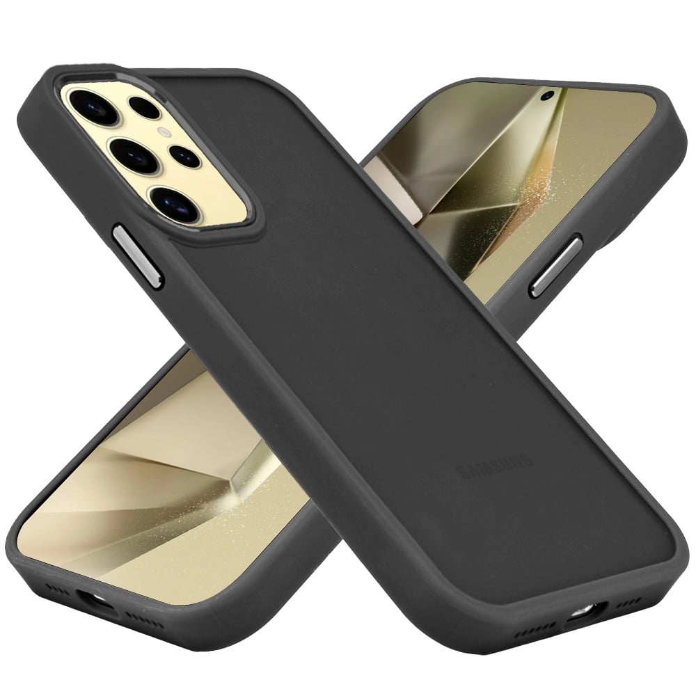 Phone Case for Samsung Galaxy S24 Ultra Polished Acrylic Hybrid TPU Slim Shockproof Metal Button Thick Durable Grip Camera Protection Anti-Scratch Cover