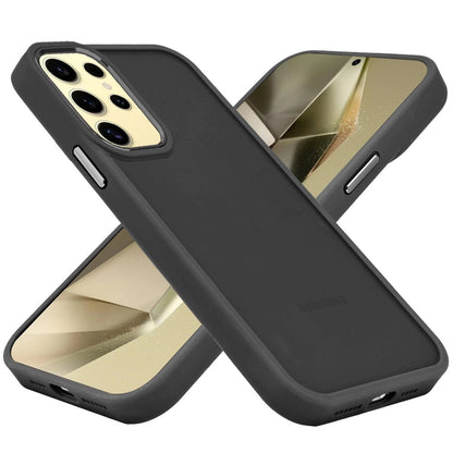 Phone Case for Samsung Galaxy S24 Ultra Polished Acrylic Hybrid TPU Slim Shockproof Metal Button Thick Durable Grip Camera Protection Anti-Scratch Cover