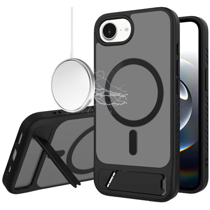 For Apple iPhone 17E /16E Matte Magnetic Circle Back TPU Hybrid Drop Protection with Metal Kickstand Shockproof Design Case Cover