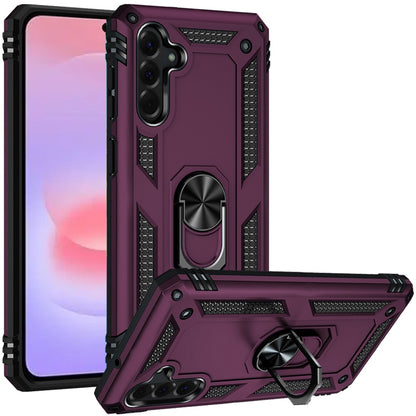 Phone Case for Samsung Galaxy A37 Rotatable Ring Stand Shockproof Hybrid Armor Anti Slip Heavy Duty Fit Magnetic Car Mount Durable Grip Cover Purple