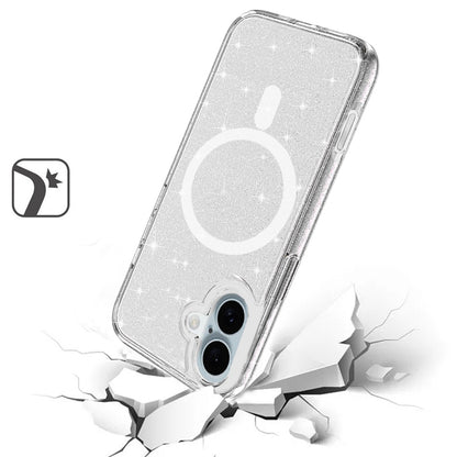 For Apple iPhone 17 Pro Max MagSafe Compatible Glitter Sparkle Bling Hybrid Case with Magnetic Circle, Slim TPU & Hard PC Frame Case Cover Clear