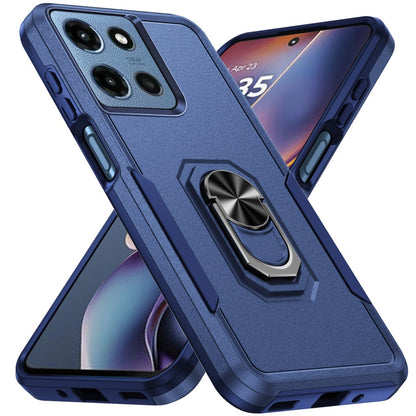 For Motorola Moto G 5G 2025 Hybrid Rugged Tough 2in1 Drop-Proof Protection Military Grade Armor with Metal Ring Stand Case Cover