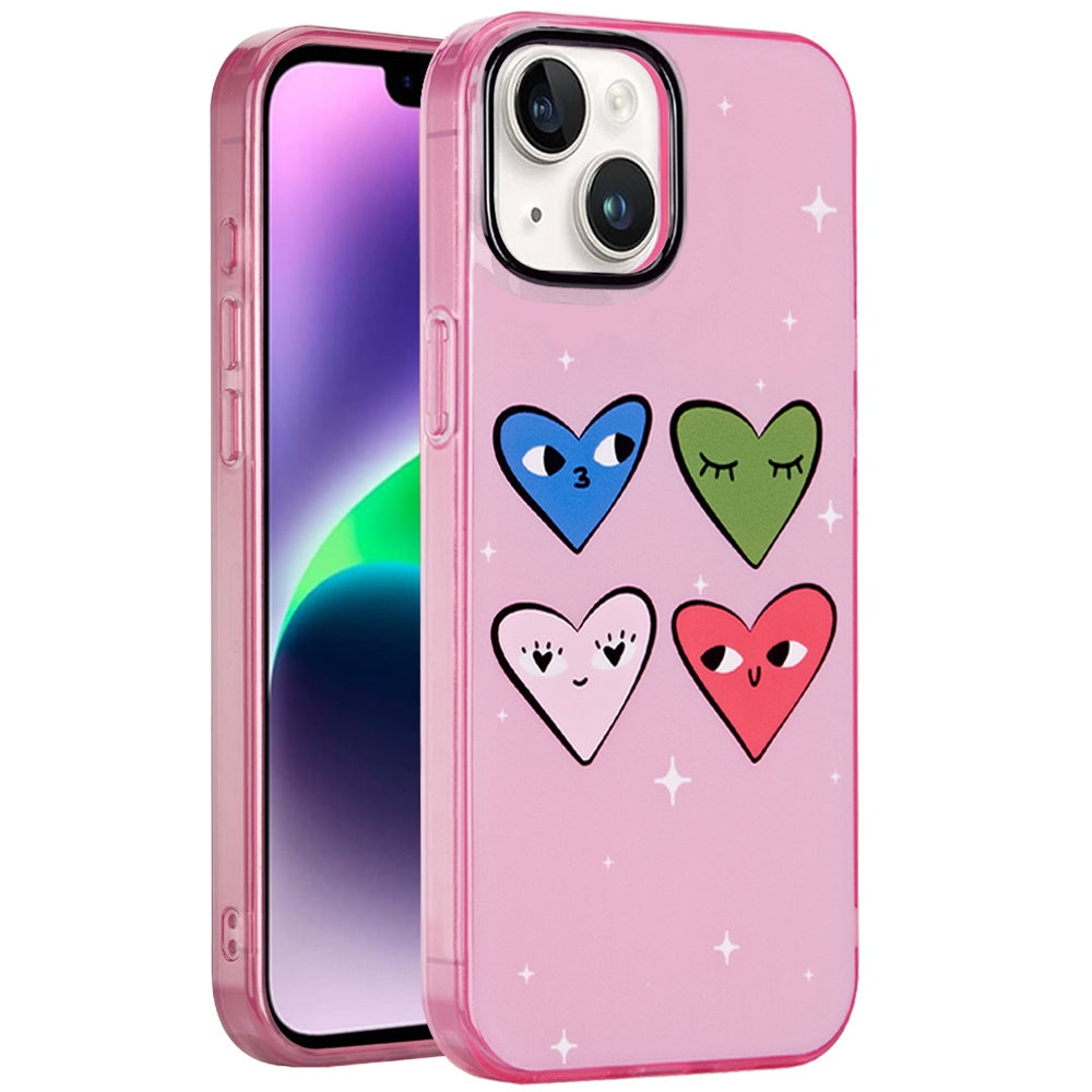 For Apple iPhone 15 Fashion Layer Design Slim IMD TPU Protective, Shockproof Hybrid Stylish Durable Hard PC Case Cover