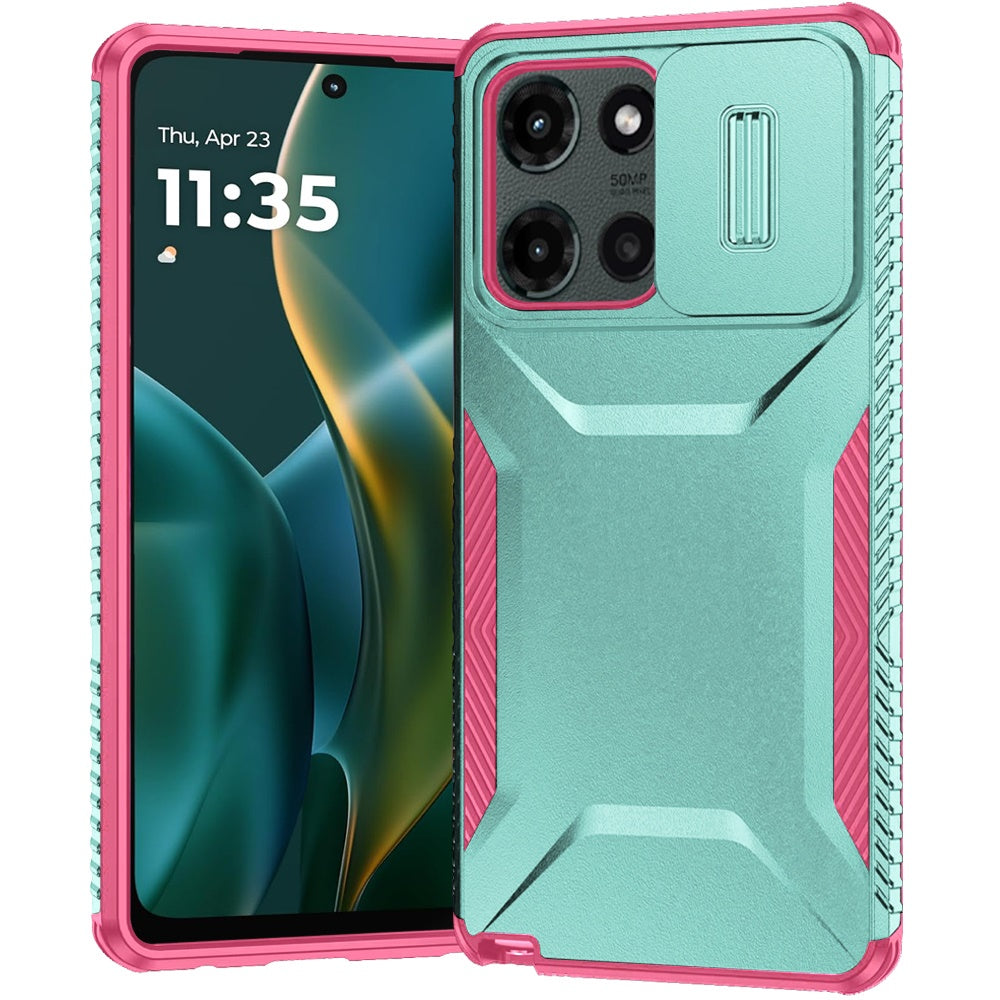 For Motorola Edge 2025 Slim Fit Shockproof Hybrid with Slide Camera Window Covering, Rugged Tpu Silicone Hard PC Bumper Case Cover