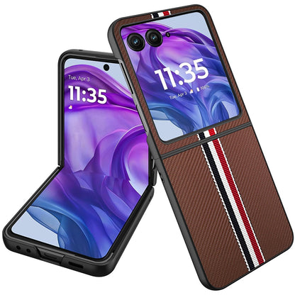 For Motorola Razr+ PLUS 2025 /2024 Velvet Fabric Vegan Leather Flip Shock Protection Premium Grip Soft Touch Durable Finish Case Cover Brown