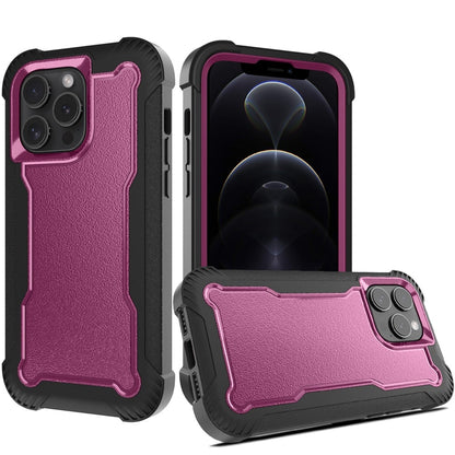 For Apple iPhone 12 Pro Max Tough Hybrid Case - Shockproof 3-in-1 Armor Full-Body Protection PC + TPU Rubber Bumper Frame Case Cover Burgundy