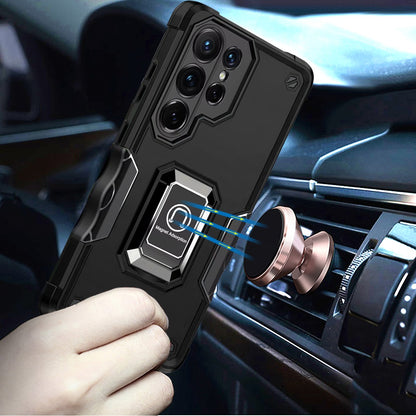 For Samsung Galaxy S26 Ultra Hybrid Stand Magnetic Ring Holder Kickstand Heavy Duty Rugged Drop Silicone & Hard PC Shockproof Case Cover