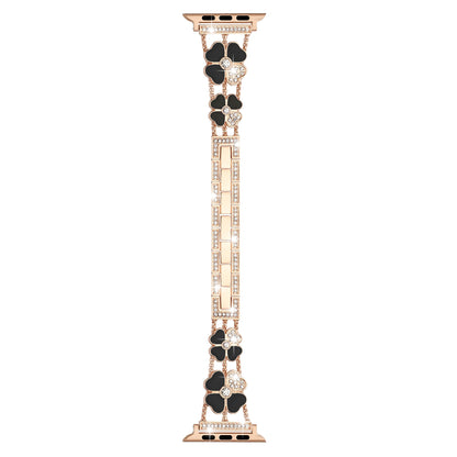 Watch Band Zinc Alloy Heart Link Bracelet Rhinestone Secure Clasp Durable Metal Replacement Adjustable