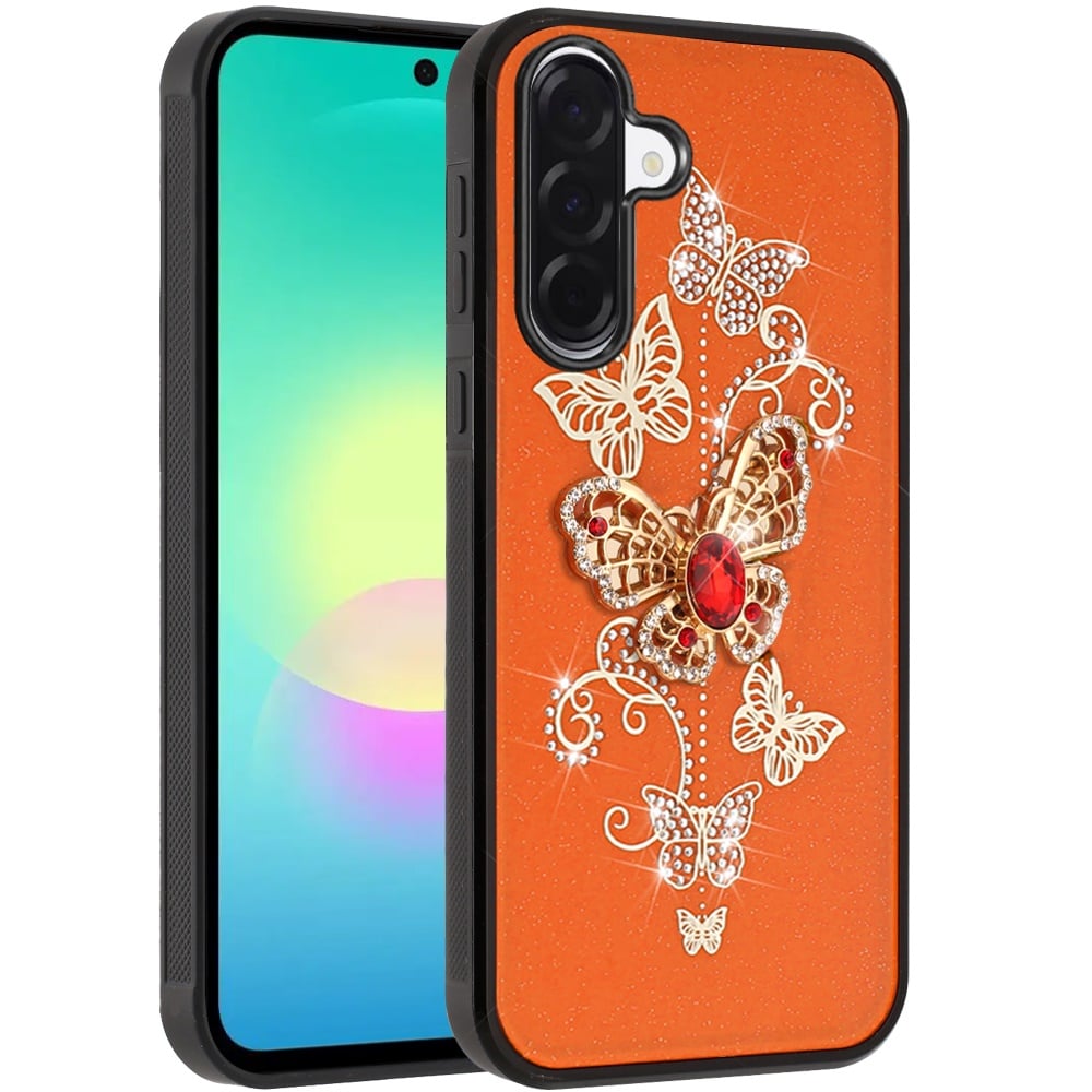 Phone Case for Samsung Galaxy A27 5G Diamond 3D Fashion Floral Glitter Engraved Luxury Bling Hybrid Shockproof Chrome Edge Protective Grip Cover