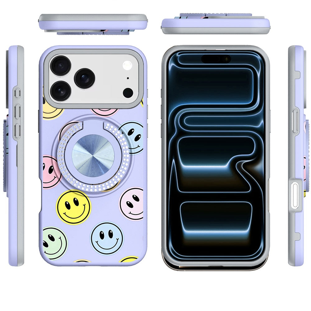 Phone Case for Apple iPhone 18 Pro Max Magnetic Ring Stand Matte Metal Hybrid Car Mount Friendly Shockproof Rotational Grip Diamond Design Pattern Cover