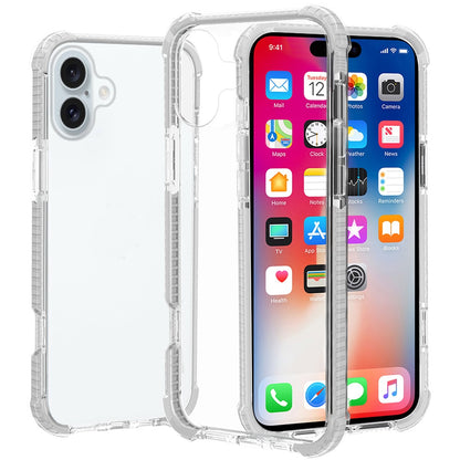 Phone Case for Apple iPhone 16 Plus Transparent Acrylic Shockproof Rugged Hybrid Heavy Duty Color Frame Raised Bezel Clear Durable Grip Cover White