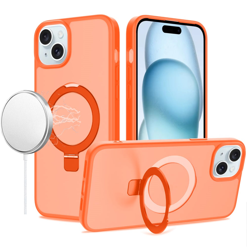 For Samsung Galaxy S26 Ultra Magnetic Circle Back with Ring Stand Full Rotation Matte Hybrid Shockproof Case Cover