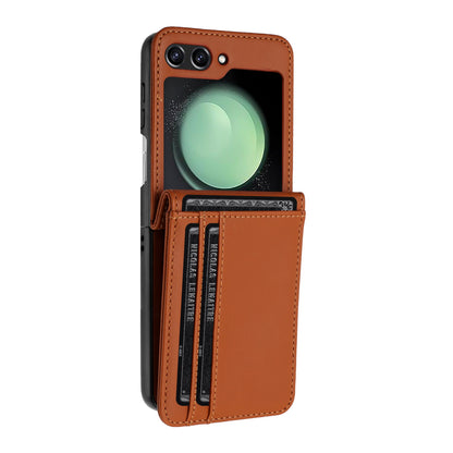 For Samsung Galaxy Z Fold 7 Wallet Case PU Leather Back Storage with Card ID Slot, Pocket Holder, Hybrid Protective Case Cover Brown