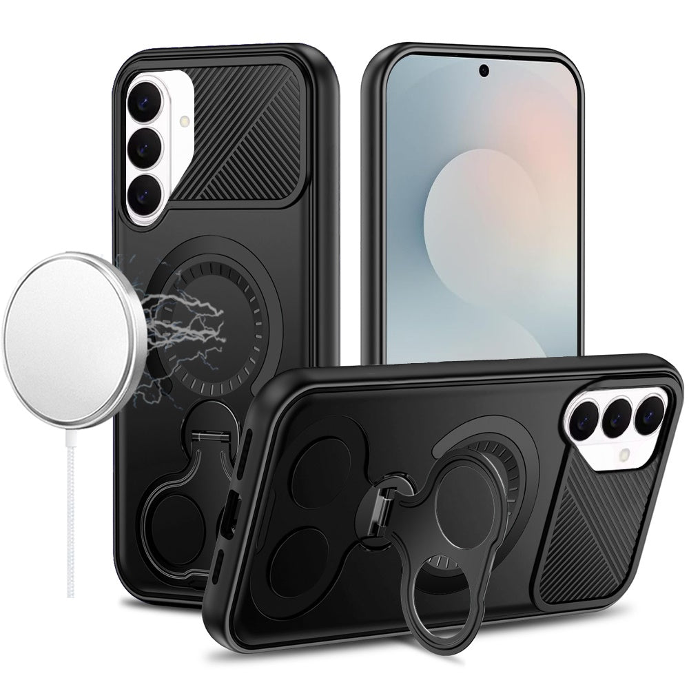 For Samsung Galaxy S26+ / S26 Plus Hybrid with Invisible 2 Hole Ring Stand Magnetic back Car Mount Friendly Protector Case Cover