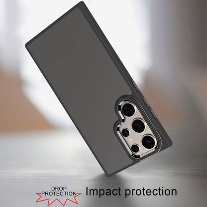 Phone Case for Samsung Galaxy S25 Ultra Polished Acrylic Hybrid TPU Slim Shockproof Metal Button Thick Durable Grip Camera Protection Anti-Scratch Cover Black