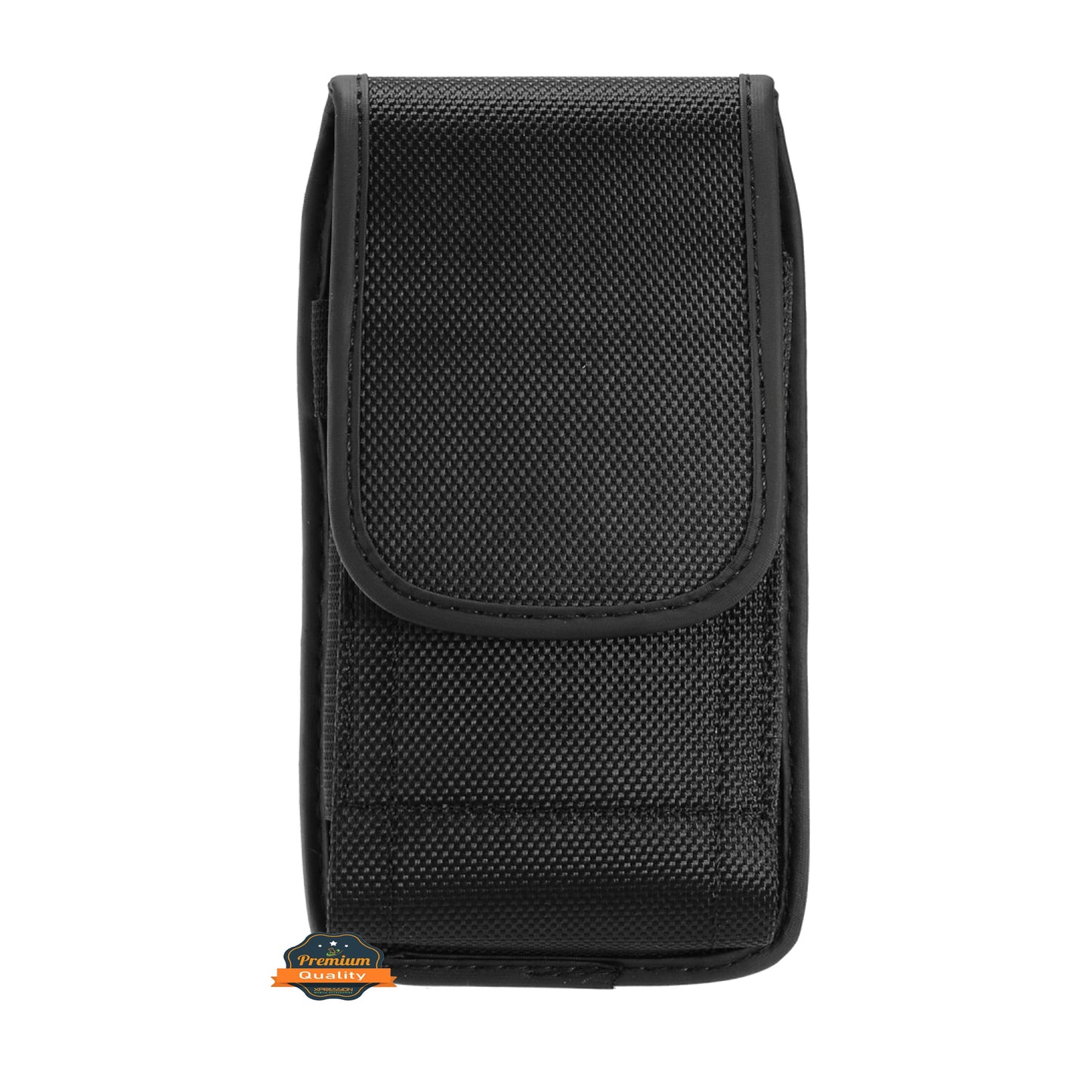 For Apple iPhone 16 (6.1") Pouch Case Universal Vertical Canvas with Belt Clip Loop Holster Military Grade Cell Phone Holder Waist Pouch Cover [Black]