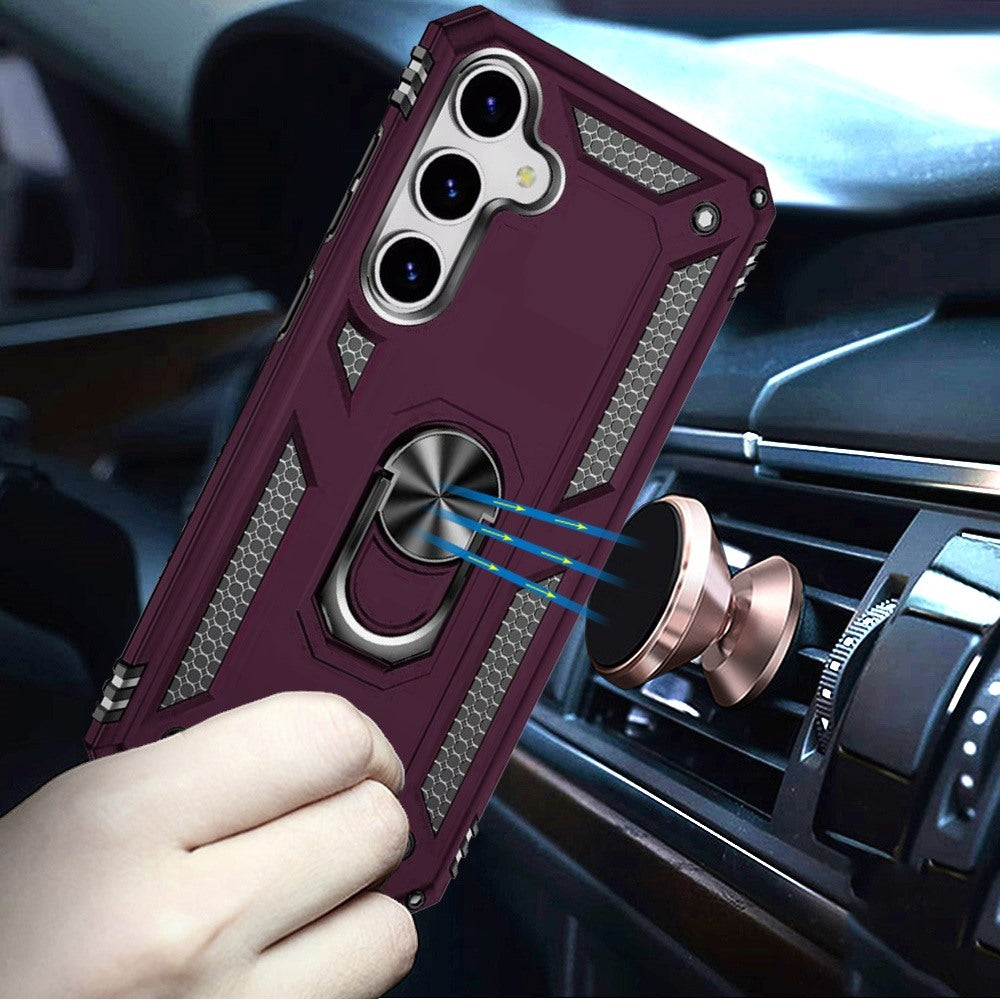 Phone Case for Samsung Galaxy S26 FE /Fan Edition Rotatable Ring Stand Shockproof Hybrid Armor Anti Slip Heavy Duty Fit Magnetic Car Mount Durable Grip Cover Purple