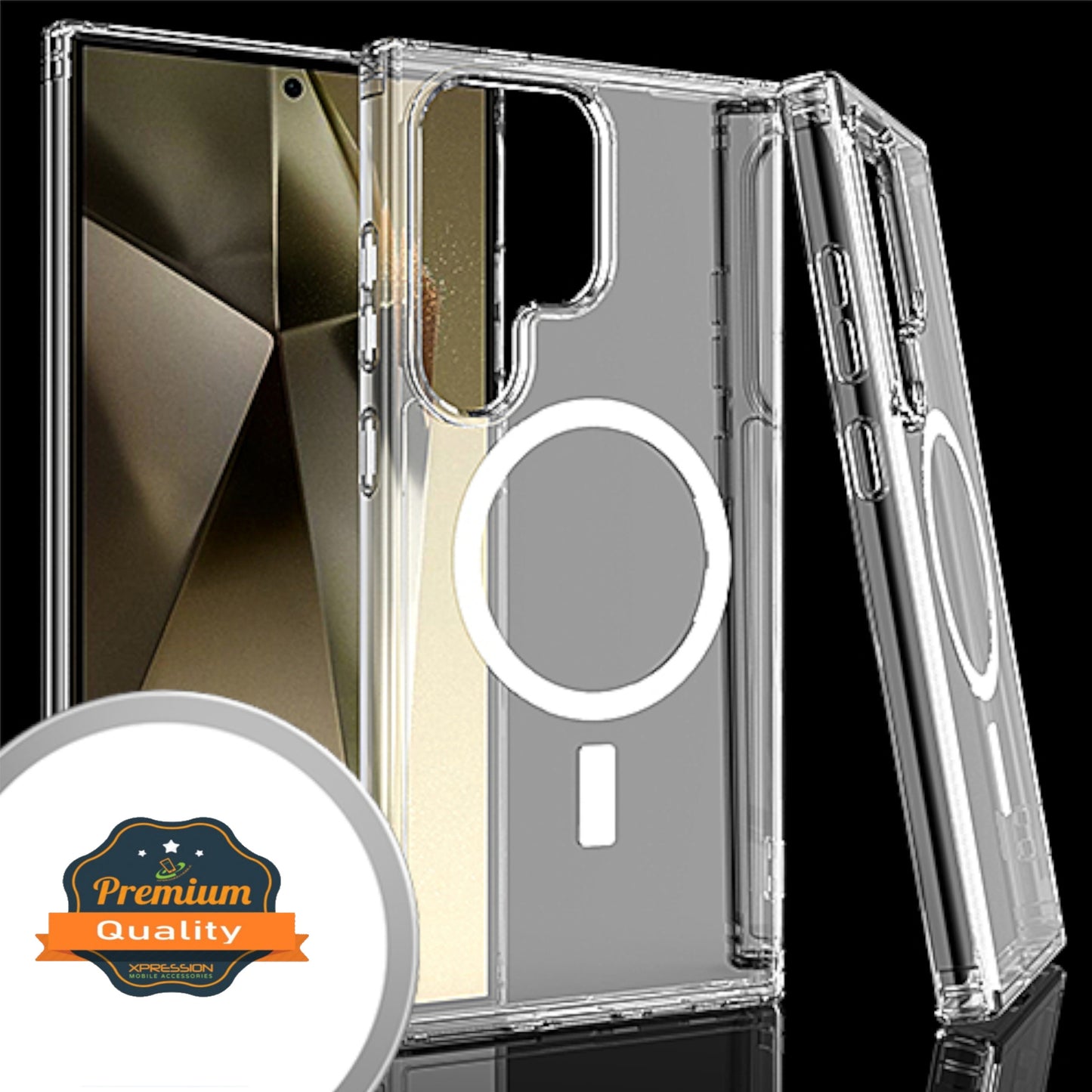 For Apple iPhone 16 Pro (6.3") Magnetic Case with Built in Magnets Compatible with MagSafe, Transparent Slim Hybrid Frame Bumper Case Cover Clear