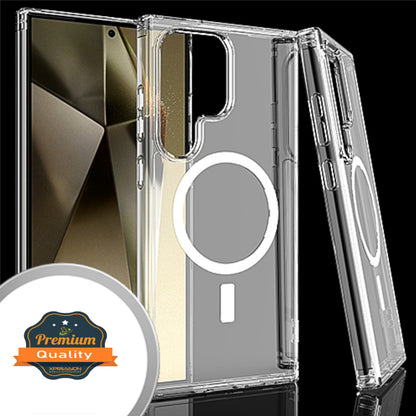 For Apple iPhone 16 Pro (6.3") Magnetic Case with Built in Magnets Compatible with MagSafe, Transparent Slim Hybrid Frame Bumper Case Cover Clear