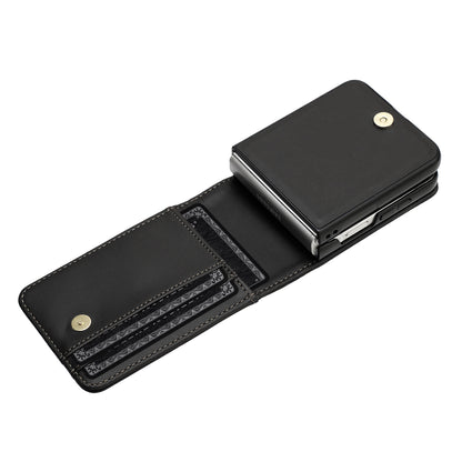 For Samsung Galaxy Z Flip 7 FE Wallet Case PU Leather Back Storage with Card ID Slot, Pocket Holder, Hybrid Protective Case Cover Black