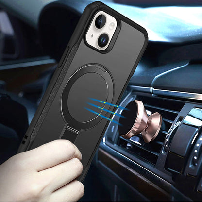 Phone Case for iPhone 15 Magnetic Ring Stand Matte Finish Shockproof Grip Slim Armor Heavy Duty TPU Protective Hybrid Cover