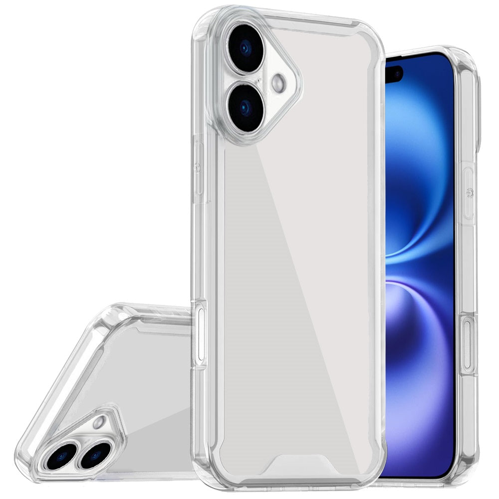 For Apple iPhone 17 Clear Colored Shockproof Transparent Hard PC + Rubber TPU Hybrid Bumper Shell Slim Protective Case Cover Clear
