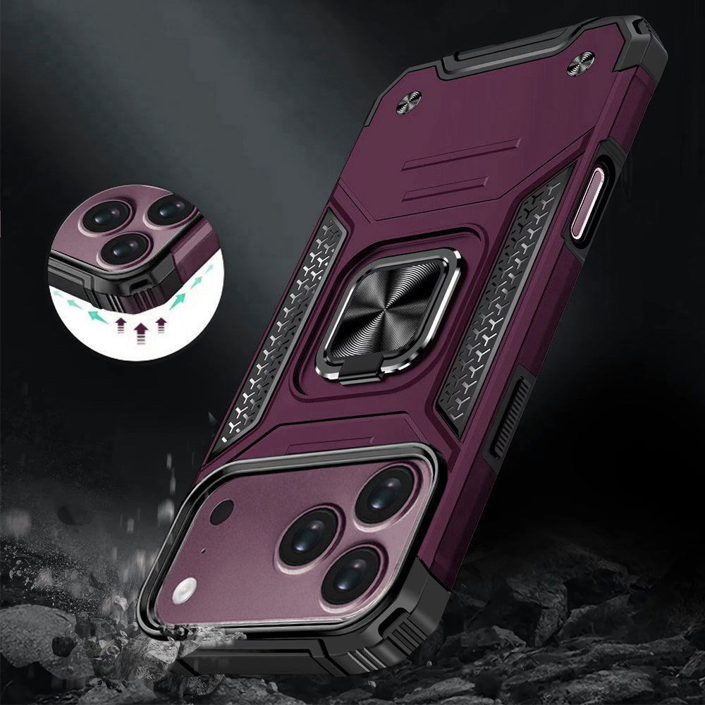 Phone Case for Apple iPhone 18 Pro Max Magnetic Car Mount Hybrid Ring Stand Shockproof Rugged Grip Armor Heavy Duty Protective TPU Durable Cover Purple