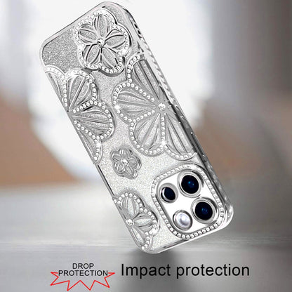 Luxury Flower Design Sparkle Glitter Diamond Rhinestone Shimmer Bling Plating Thick TPU Hard PC