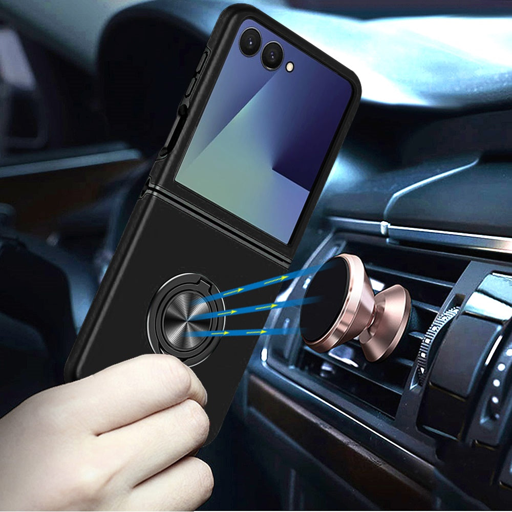 Phone Case for Samsung Galaxy Z Flip 8 Invisible Ring Stand Shockproof Anti Slip Durable Grip Protective Hybrid Slim Fit Magnetic Car Mount Holder Cover