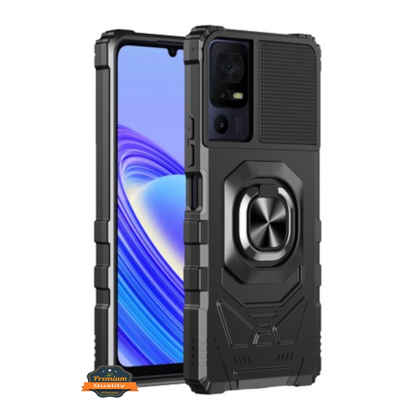 For TCL K32 5G /TCL K32 5G Hybrid Magnetic Car Mount Ring Kickstand Stand Holder Full-Body Armor Protective [Military Grade] Case Cover