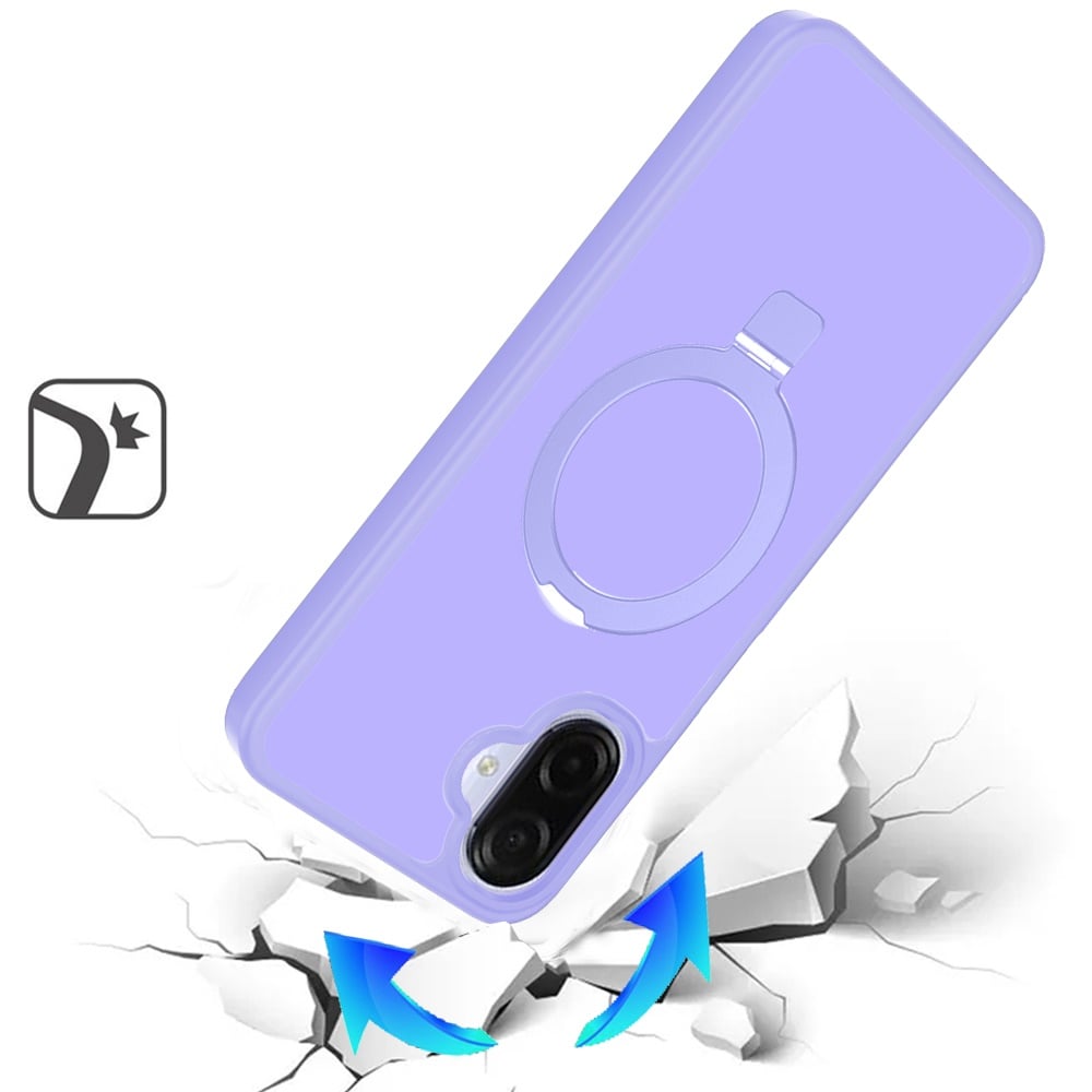 Phone Case for Samsung Galaxy A08 4G, A07 5G, A07 4G Magnetic Ring Stand Full Rotation Matte Shockproof Grip Anti Slip Durable Camera Protection Hybrid Cover
