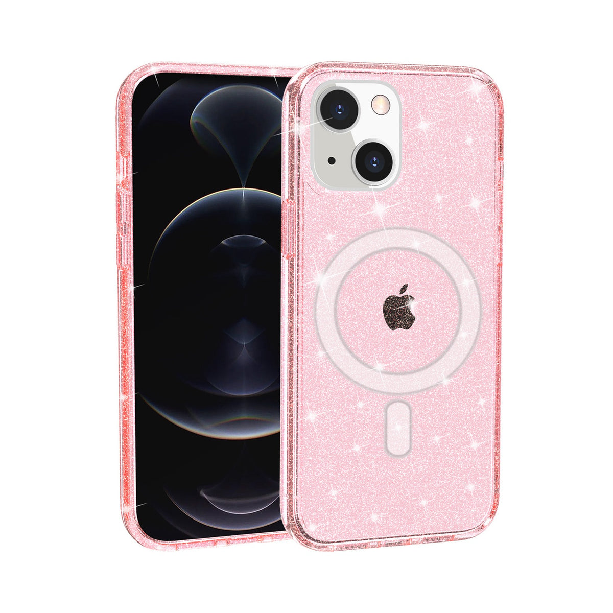 For Apple iPhone 17 AIR MagSafe Compatible Glitter Sparkle Bling Hybrid Case with Magnetic Circle, Slim TPU & Hard PC Frame Case Cover Pink