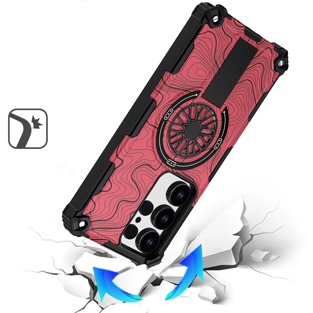 For Samsung Galaxy S26 Ultra Texture Design Stylish Invisible Kickstand Case, MagSafe Compatible Hybrid Shockproof Cover, Car Mount Friendly Case Cover