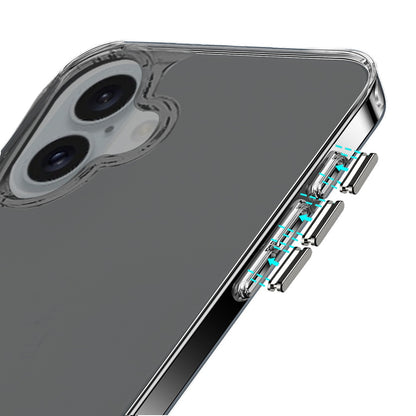 For Apple iPhone 16 (6.1") Hybrid HD Crystal Clear Hard PC Back Gummy TPU Frame Slim with Chromed Buttons Case Cover