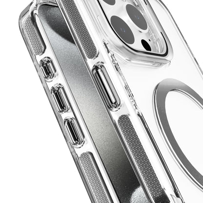 For Apple iPhone 15 Pro Max Built-in Camera Kick-Stand, Compatible with MagSafe, Transparent Colorful Edged Tough Hybrid TPU Case Cover Clear Black
