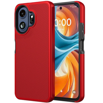 Phone Case for TCL 70 Pro Textured Dotted Hybrid Dual Layers Rugged TPU Shock Absorbing Reinforced Bumper Non Slip Grip Cover