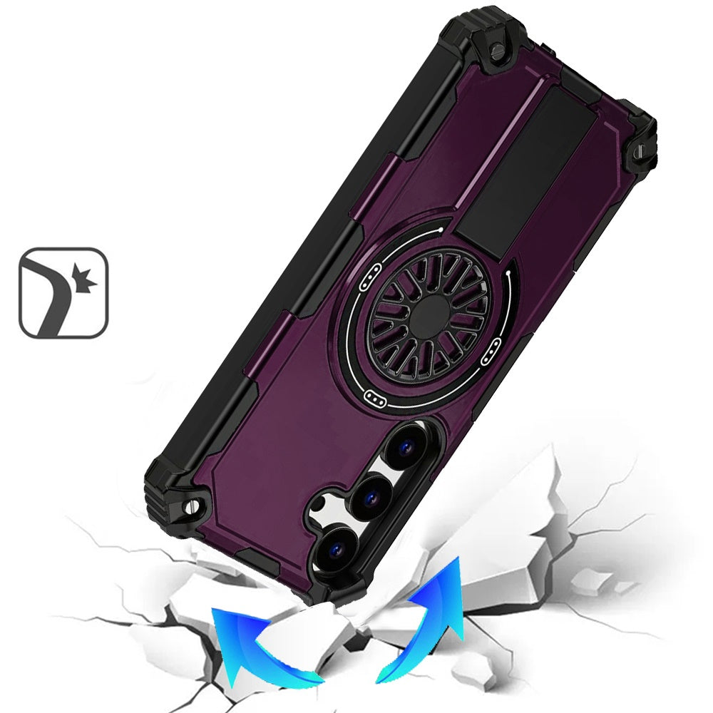 Phone Case for Samsung Galaxy S26+ / S26 Plus Invisible Kickstand Magnetic Car Mount Friendly Shockproof Texture Anti Slip Durable Grip Heavy Duty Hybrid Cover Purple